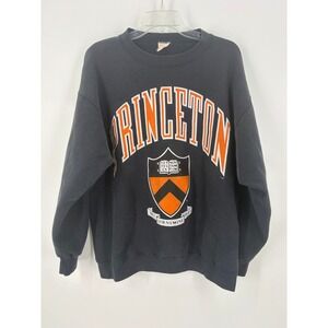 Princeton University Crewneck Sweatshirt Black Orange Crest Spell Out Pullover